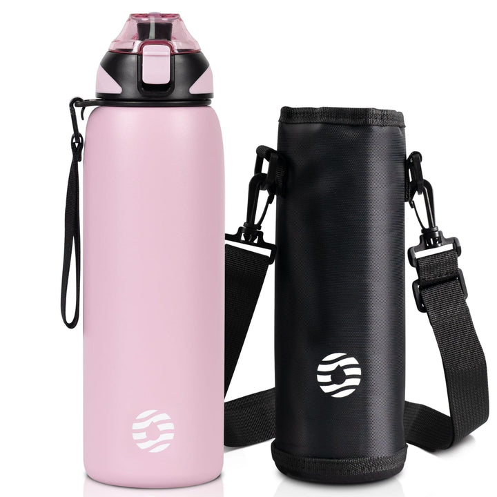 1000ml Edelstahl Thermoskanne Wasserflasche mit Tragetasche, Kohlensäure geeignet Trinkflasche