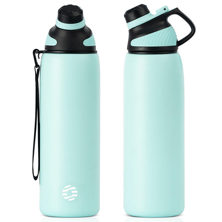 1000ml Thermos Flask Stainless Steel Water Bottle with Magnetic Lid, Carbonated Water Bottle, Blue 