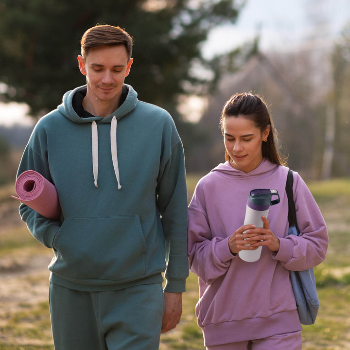 Bouteille de sport en acier inoxydable avec paille de 550 ml