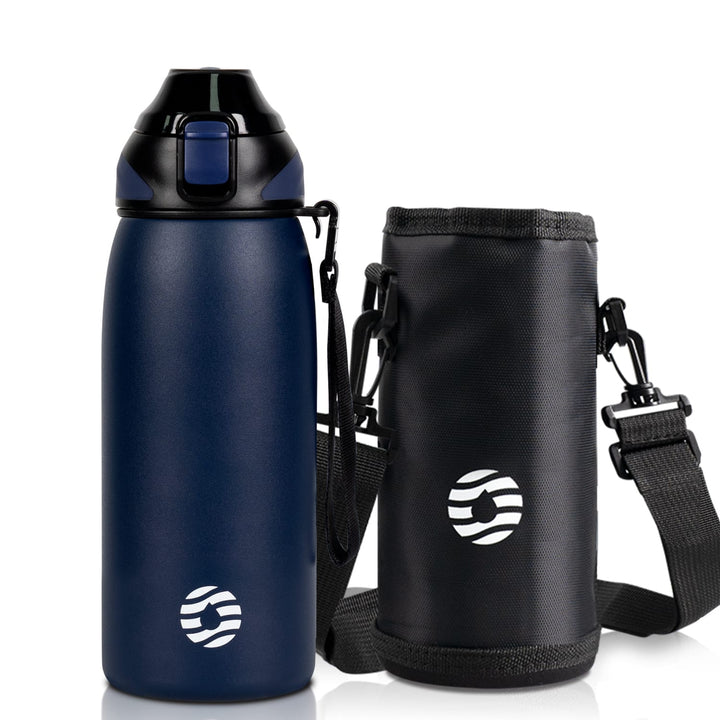 600ml Edelstahl Thermoskanne Wasserflasche mit Tragetasche, Kohlensäure geeignet Trinkflasche