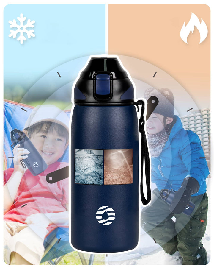 600ml Edelstahl Thermoskanne Wasserflasche mit Tragetasche, Kohlensäure geeignet Trinkflasche