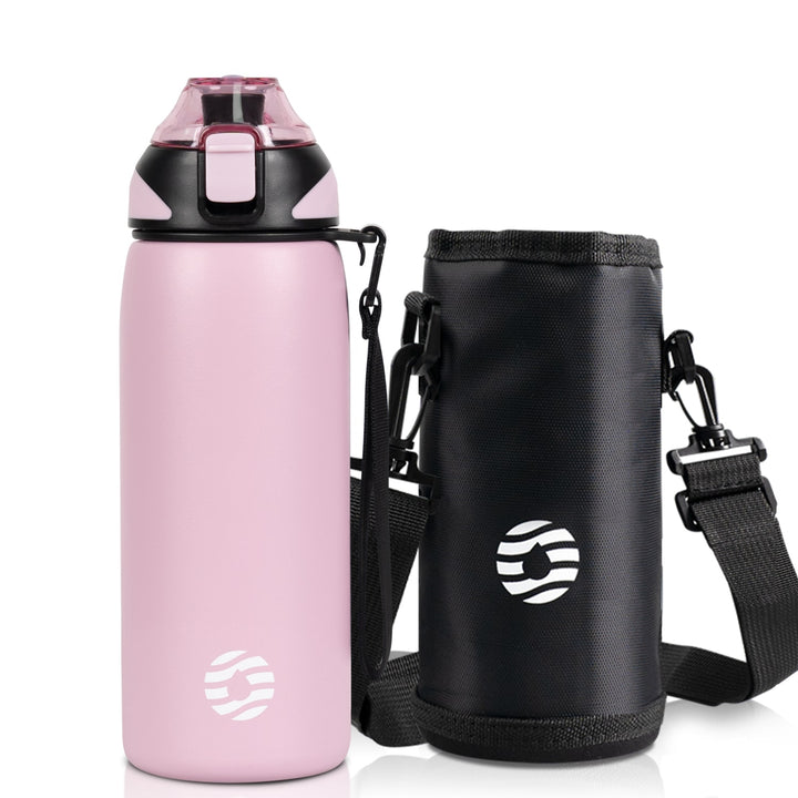 600ml Edelstahl Thermoskanne Wasserflasche mit Tragetasche, Kohlensäure geeignet Trinkflasche