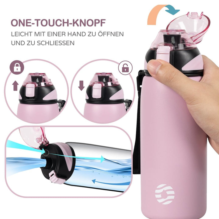 600ml Edelstahl Thermoskanne Wasserflasche mit Tragetasche, Kohlensäure geeignet Trinkflasche