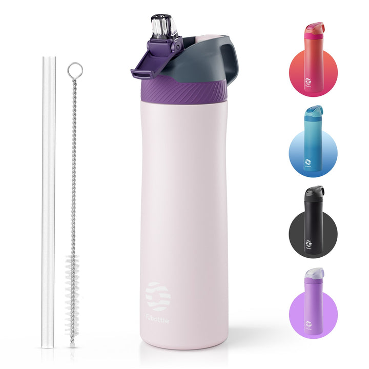 550ml Sports Water Bottle Stainless Steel with Straw, Pink &amp; Blue